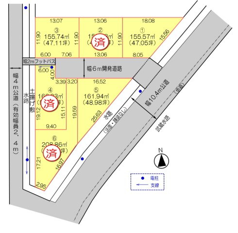 鴻巣市箕田富士山Ⅱ期全６区画の区画図|全区画建築条件なし。お好きなハウスメーカーさん等で建築できます！