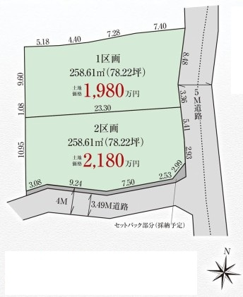 狭山市下奥富4期全2区画　建築条件なし売地