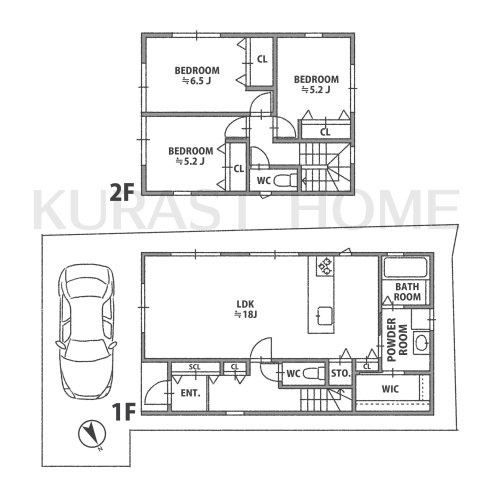 乙訓郡大山崎町大山崎永福寺　建築条件なし土地の参考プラン