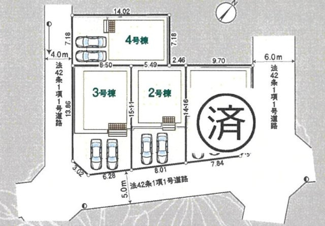 仲介手数料無料　CRADLE GARDEN 狭山市広瀬台第12　全４棟の区画図