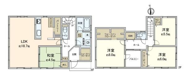 横浜市栄区庄戸５丁目の新築一戸建の間取り