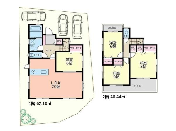 横浜市神奈川区松ケ丘の売地のその他|（建物参考プラン）木造2階建、建物面積１１０．５４平米、建物価格２２００万円（税込）