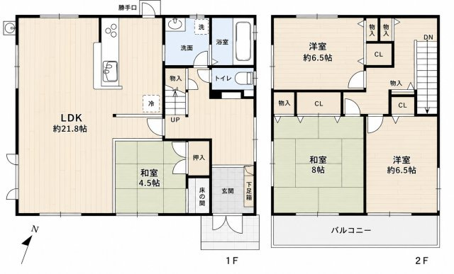 矢野南2丁目　一戸建ての間取り|約55坪の敷地、駐車は車種により2台可能！収納充実でゆとりがあり、過去数度の修繕履歴があり綺麗です。