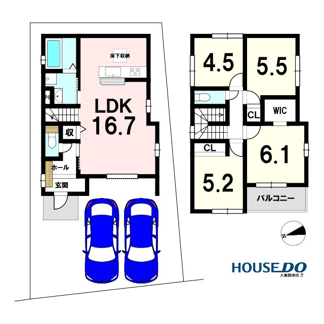 新築戸建　四條畷市二丁通町（令和8年4月竣工）の間取り|敷地・間取り図面は略図につき現況を優先致します。