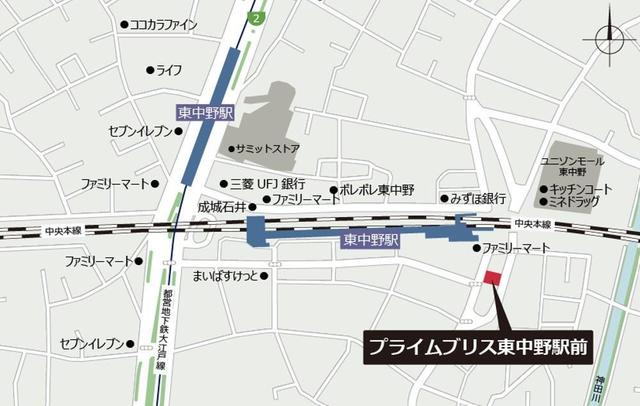 プライムブリス東中野駅前の地図