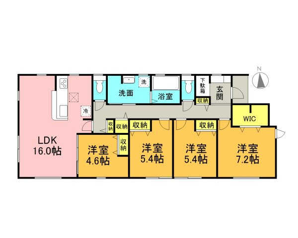 高浜市呉竹町第3　新築一戸建　＜4号棟＞の間取り|★平屋建★4LDK＋WIC