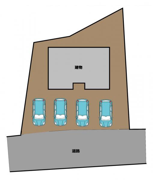 八戸市大字新井田字石動木平の区画図|【リフォーム前】リフォーム予定区画図です。駐車場整備し、４台駐車可能にする予定です。