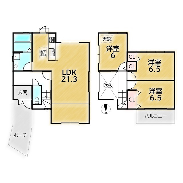 鹿ケ谷桜谷町 中古戸建の間取り