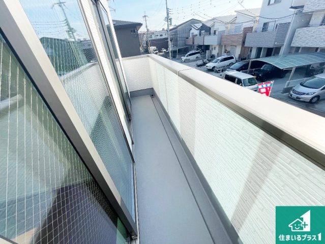 尼崎市食満　第2期　新築一戸建てのバルコニー|ワイドバルコニーは洗濯物を干すスペースが広いのでご家族が多くても安心！