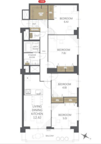 ならしのサンハイツの間取り|日当たり良好な広々としたリビングは、家族で団らんなどにも適した大切な空間になります。キッチンはカウンタータイプなので、家族と対面して料理が出来るのもうれしいですね！