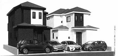 藤沢市亀井野　新築戸建全2棟　A号棟の外観パース