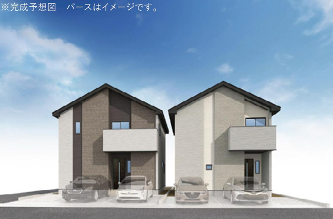 【外観パース】 | 土浦市中央3期　新築戸建　1号棟 | 土浦駅徒歩10分で通勤・通学も安心です(*^^*)