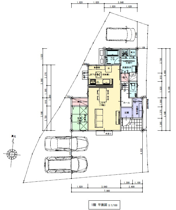 高知市口細山　新築戸建　１号地（全5区画）　の区画図