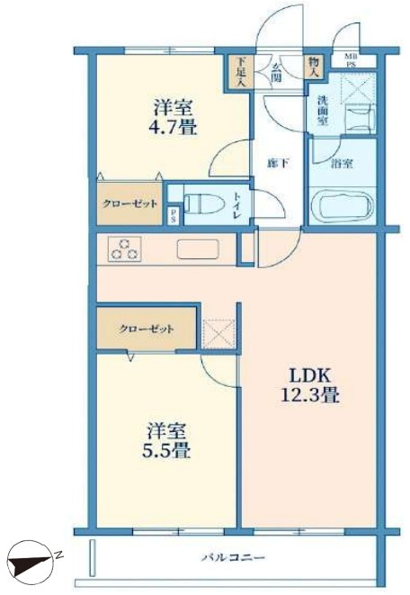 ステージ山王グランドヒルズの間取り|ステージ山王グランドヒルズ：東向き！全居室収納・窓が付いた２ＬＤＫリフォーム物件です！
