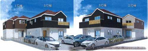 藤沢市善行1期　新築戸建全3棟　2号棟の外観パース