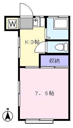 エビネハイツ　敷金0　礼金0　室内洗濯機置場　バストイレ別の間取り