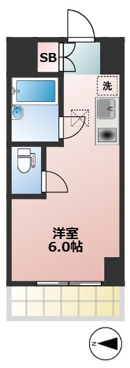 セビリア駒場　駅近　室内洗濯機置場　バストイレ別の間取り