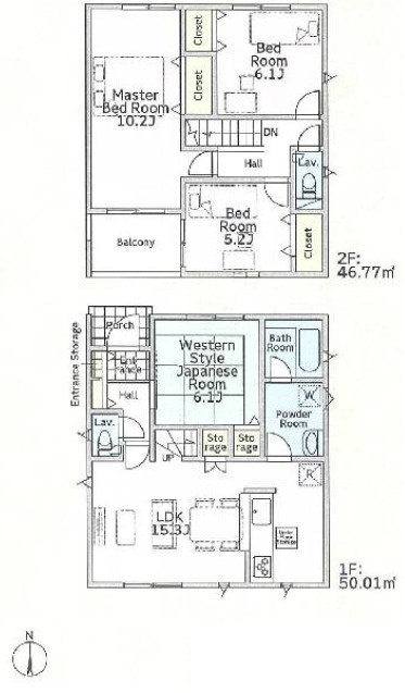 平塚市御殿第18　新築戸建　全8棟8号棟の間取り