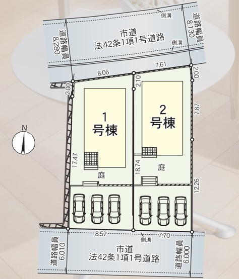 【区画図】 | 福岡市西区野方5丁目第15　2号棟（全2棟）【仲介手数料無料・0円】 | 区画図です。2号棟
