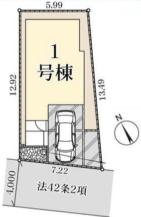 三郷市戸ケ崎1丁目　新築戸建　全1棟の区画図|カースペース1台分確保