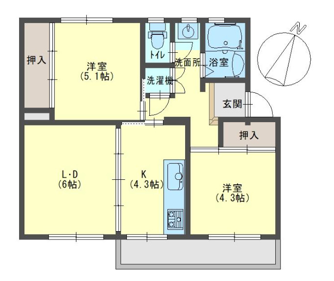 中登美団地B棟の間取り