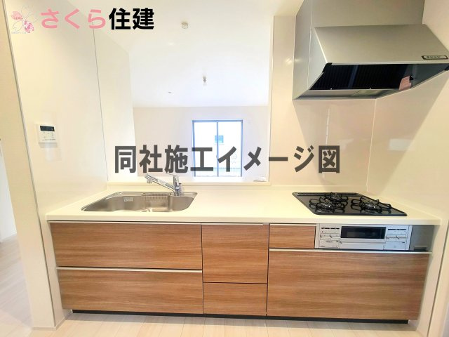 リーブルガーデン宇都宮細谷第7　3号棟の内観：施工例|同社施工物件の写真です。対面式システムキッチン。家族とコミュニケーションをとりながら家事ができます
