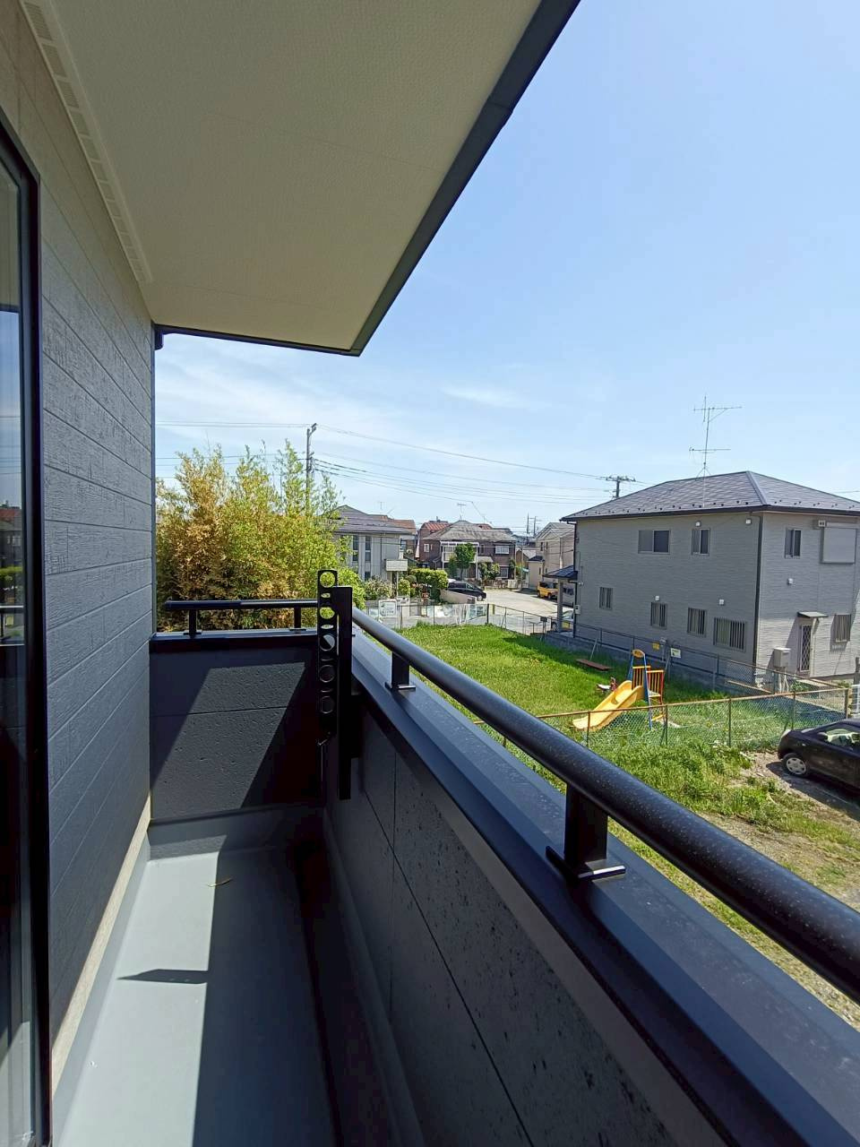 八潮市　大瀬　新築戸建　全1棟のバルコニー|暖かな日差しのふりそそぐバルコニー