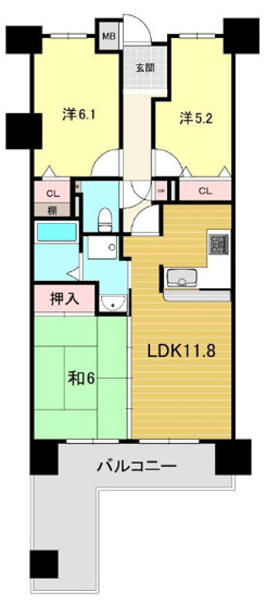 【間取り】 | プレステージ明石大久保Ⅴ　2階 | 3LDKです