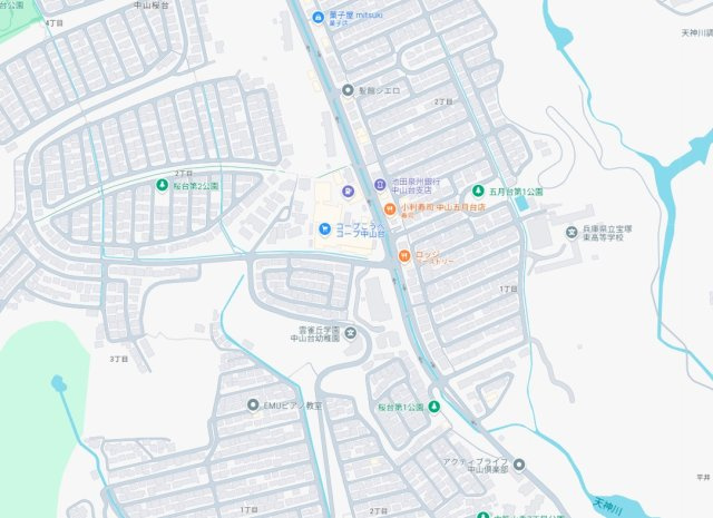 宝塚市中山五月台　新築一戸建ての地図