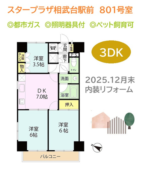 【間取り】 | 内装リフォーム(Ｒ7.12月末)◎綺麗な室内も嬉しい３ＤＫ！
返済計画が立てやすく、幅広い世代に人気の価格となっています。
