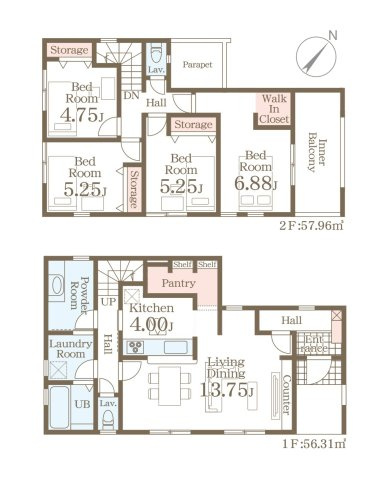 福岡市南区弥永5丁目第2-1棟（1号棟）の区画図|配置図（1号棟）
