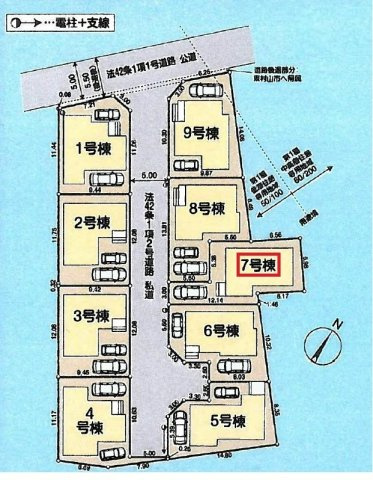 東村山市久米川町3丁目・全9棟　新築一戸建　7号棟　の区画図|【全9棟・7号棟】土地面積112.01平米（約33.88坪）