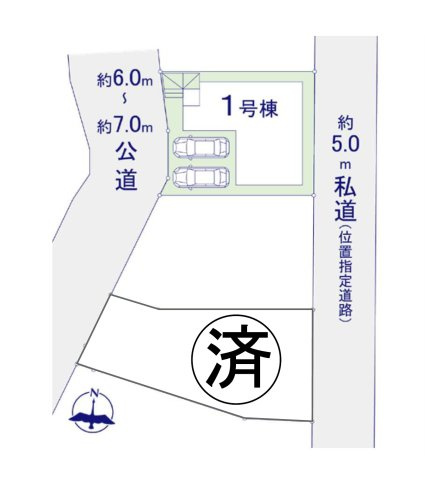 春日市大谷5丁目第4-2棟（1号棟）　の区画図|配置図（1号棟）