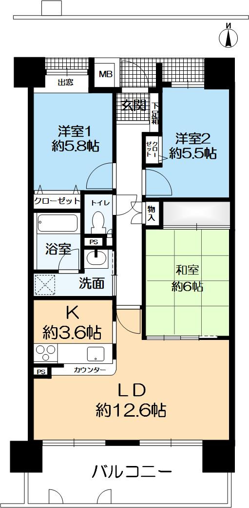 芦屋ハイタウンの間取り|間取図