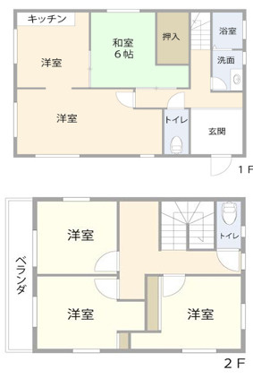 杉戸町杉戸　中古一戸建ての間取り|畳につい寝転がりたくなる癒しの6帖和室はお子様のプレイルームにも♪