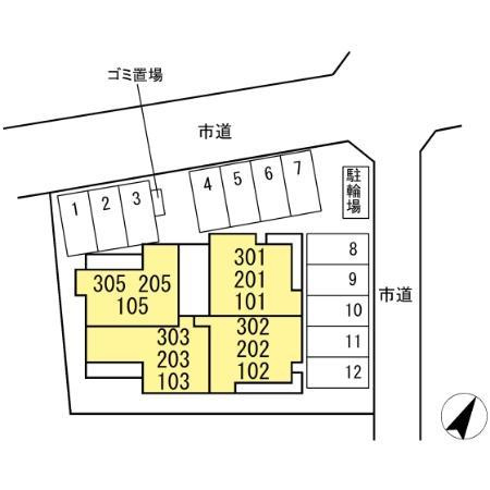 熊本市中央区新屋敷２丁目のアパートの区画図