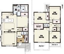 茅ヶ崎市南湖６丁目　新築戸建　全２棟の間取り|全居室2面採光　４LDKです。
