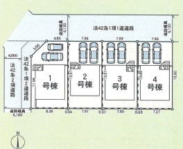 平塚市御殿第18Ⅰ期4棟　新築戸建　全8棟1号棟の区画図