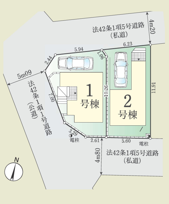 新築/和光市南1丁目　第1期全2棟の区画図|陽当たり通風良好