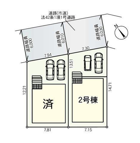 糟屋郡須恵町上須惠第4-2棟（2号棟）の区画図|配置図（2号棟）