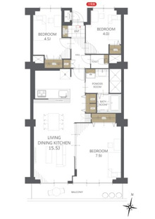 【間取り】メゾンドール多摩川 