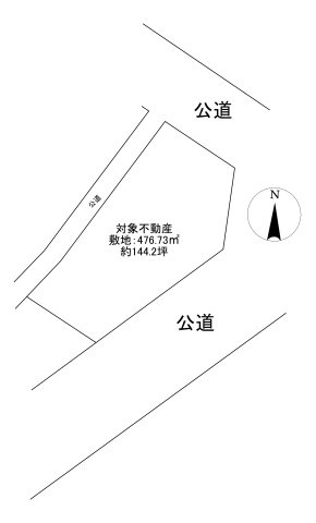 -三丁目不動産-　熊谷市高柳　ロードサイド3方向角地の区画図