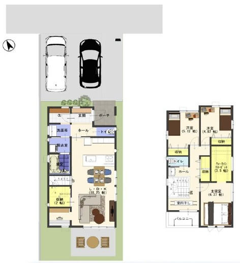【間取り】 | 学が丘１丁目　新築戸建