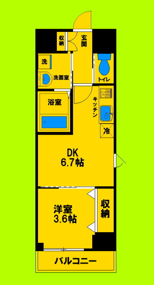 【間取り】 | KSスクエア江坂 | ゆとりある室内空間と生活動線にこだわった間取りです♪