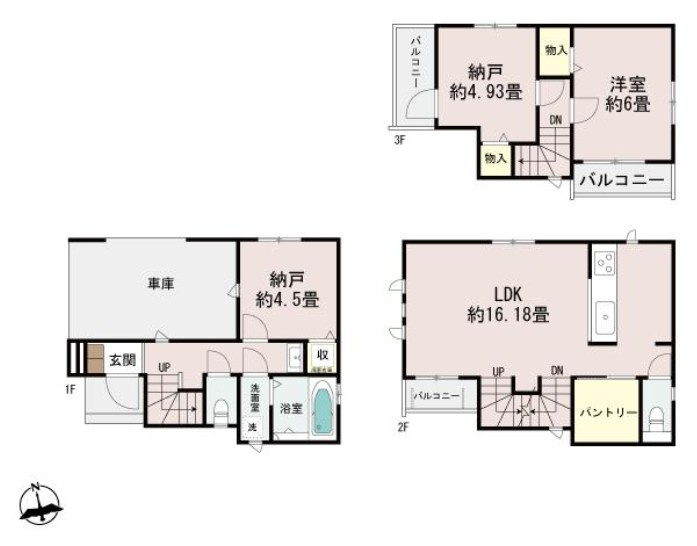 新築デザイナーズ住宅　全3棟　横浜市西区東久保町の間取り