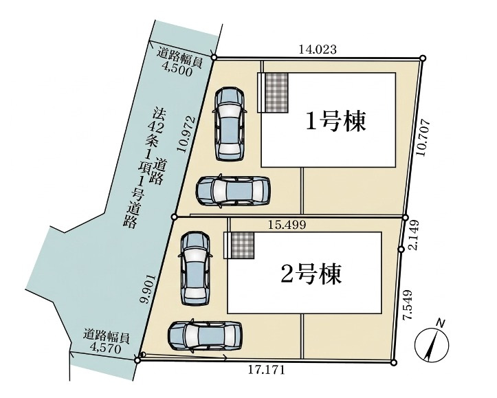 【新築住宅】熊谷市石原 第7 全2棟の区画図