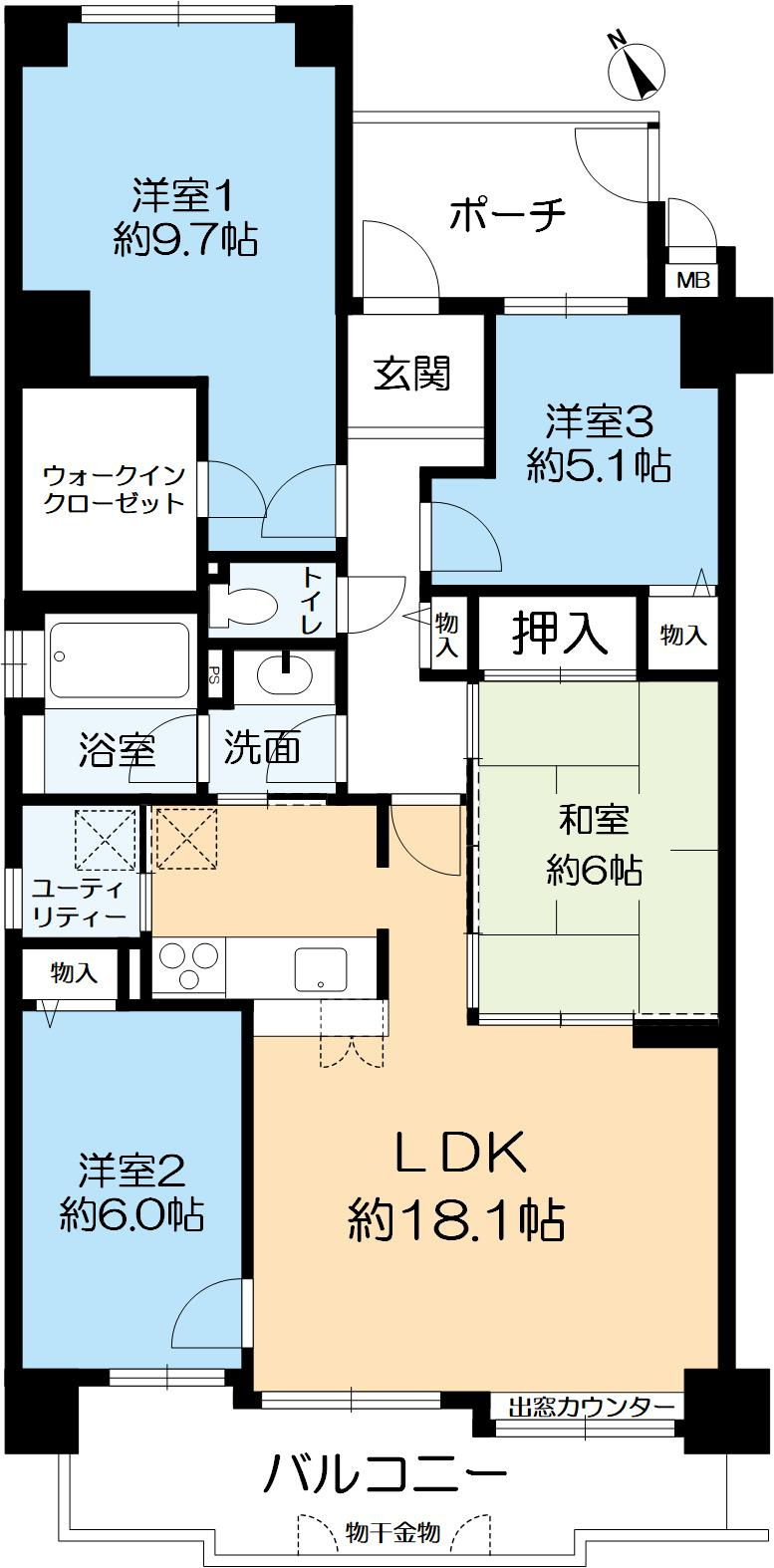 ルネ神戸北町Ⅱサウスコート2番館の間取り