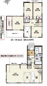 茅ヶ崎市矢畑　新築戸建　全５棟の間取り|全居室2面採光　３SLDKです。