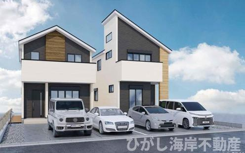 茅ヶ崎市柳島2丁目　新築戸建　全２棟の外観パース|イメージパスですので実際のものと多少異なります
