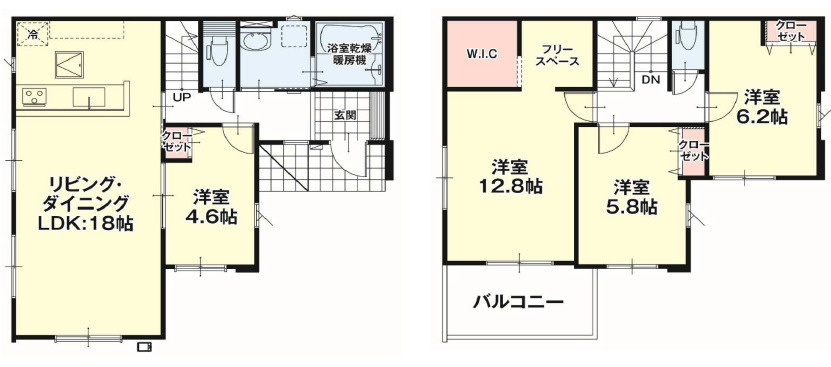 LIGARE下都賀郡壬生町40期　新築一戸建ての間取り|2号棟の間取りです。